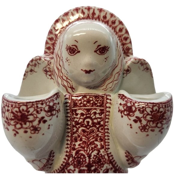 Vintage Danish Nymolle by Jacob E Bang Angel Candle Holder Red White Denmark - Picture 2 of 7